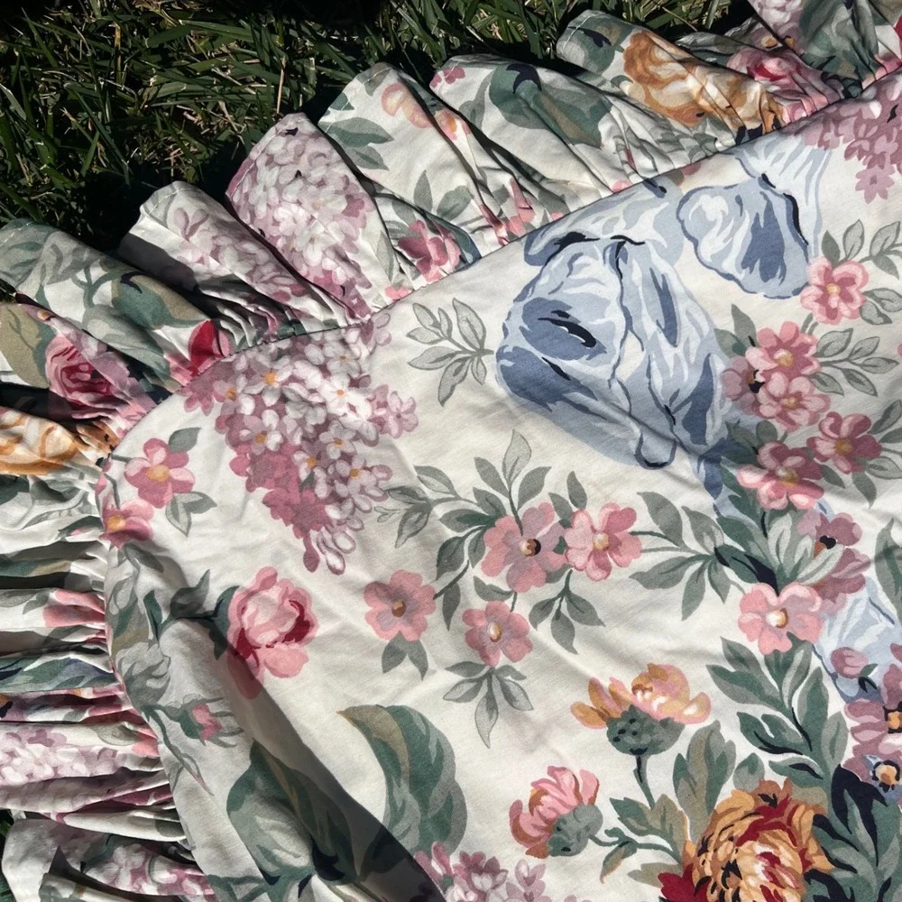80's Ralph Lauren Alison Ruffled Trim Duvet King Rare 100% Cotton USA Made